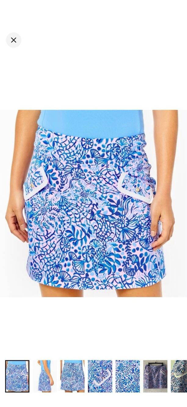 Lilly Pulitzer High Tides Good Vibes MONICA GOLF SKORT Luxletic Active EUC 16